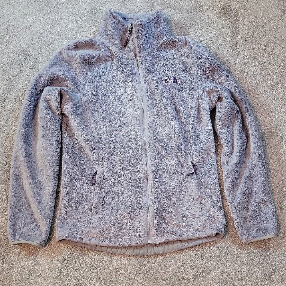 The North Face Women's Light Gray Plush Teddy Fleece Jacket